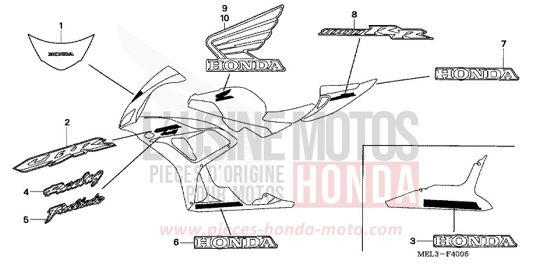 RAYURE/MARQUE (6) de CBR1000RR "Fireblade" IRON NAIL SILVER METALLIC-U (NH167EA) 2006